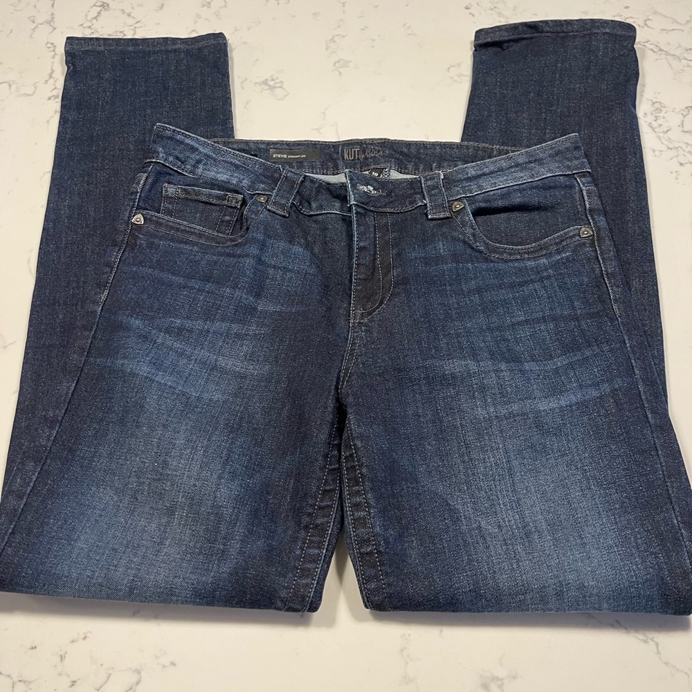 Kut from the Kloth Women's Jeans Stevie Straight Leg (Size 10) Dark Wash